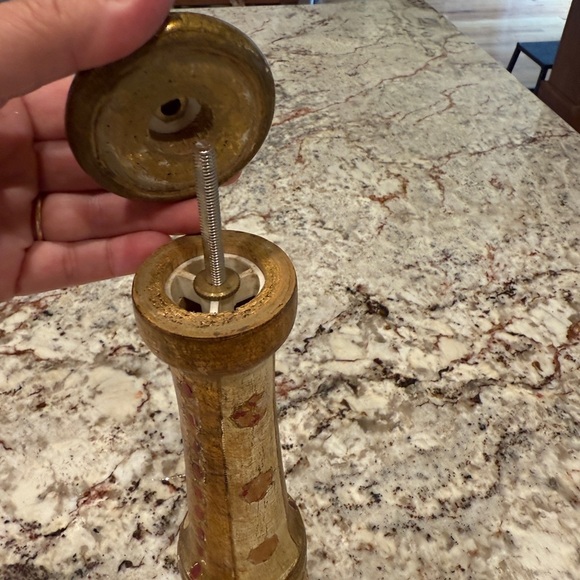 Vintage Italian Florentine Golden Copper and Wood Traditional Pepper Mill Accent - Picture 3 of 5